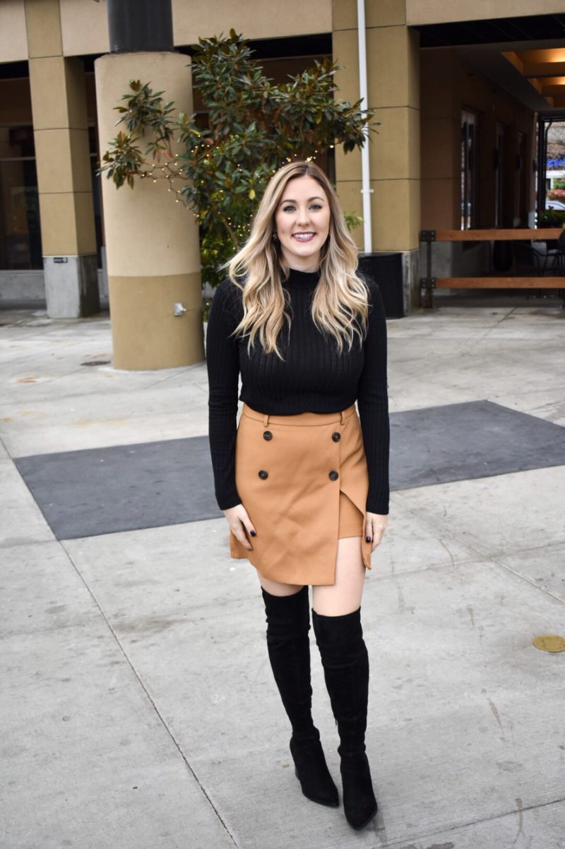 Fall Outfit of the Day #2: Turtleneck, A-Line Skirt, and Over the Knee ...