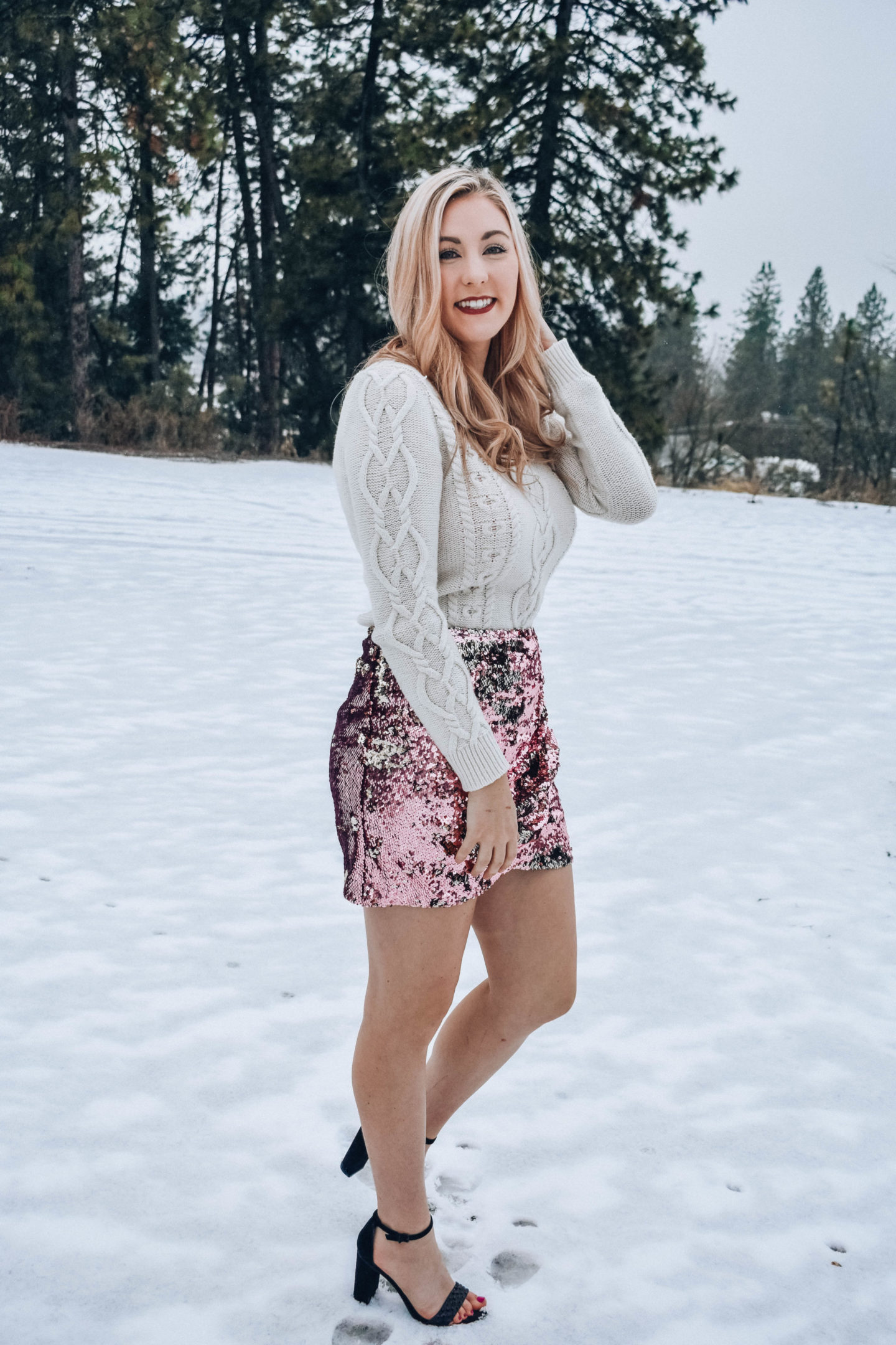 Sequin Skirt and Sweater Outfit!