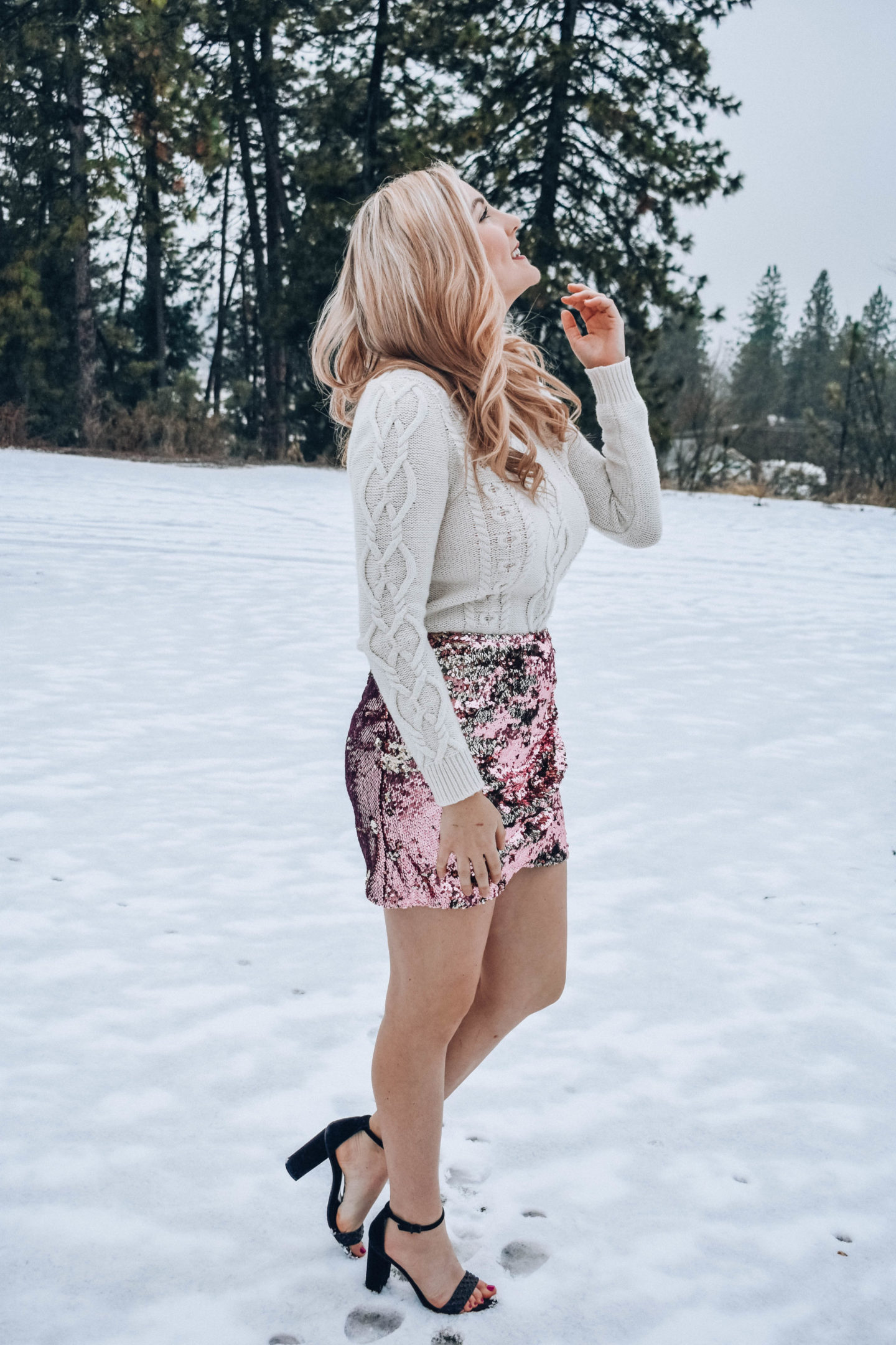 Sequin Skirt and Sweater Outfit!