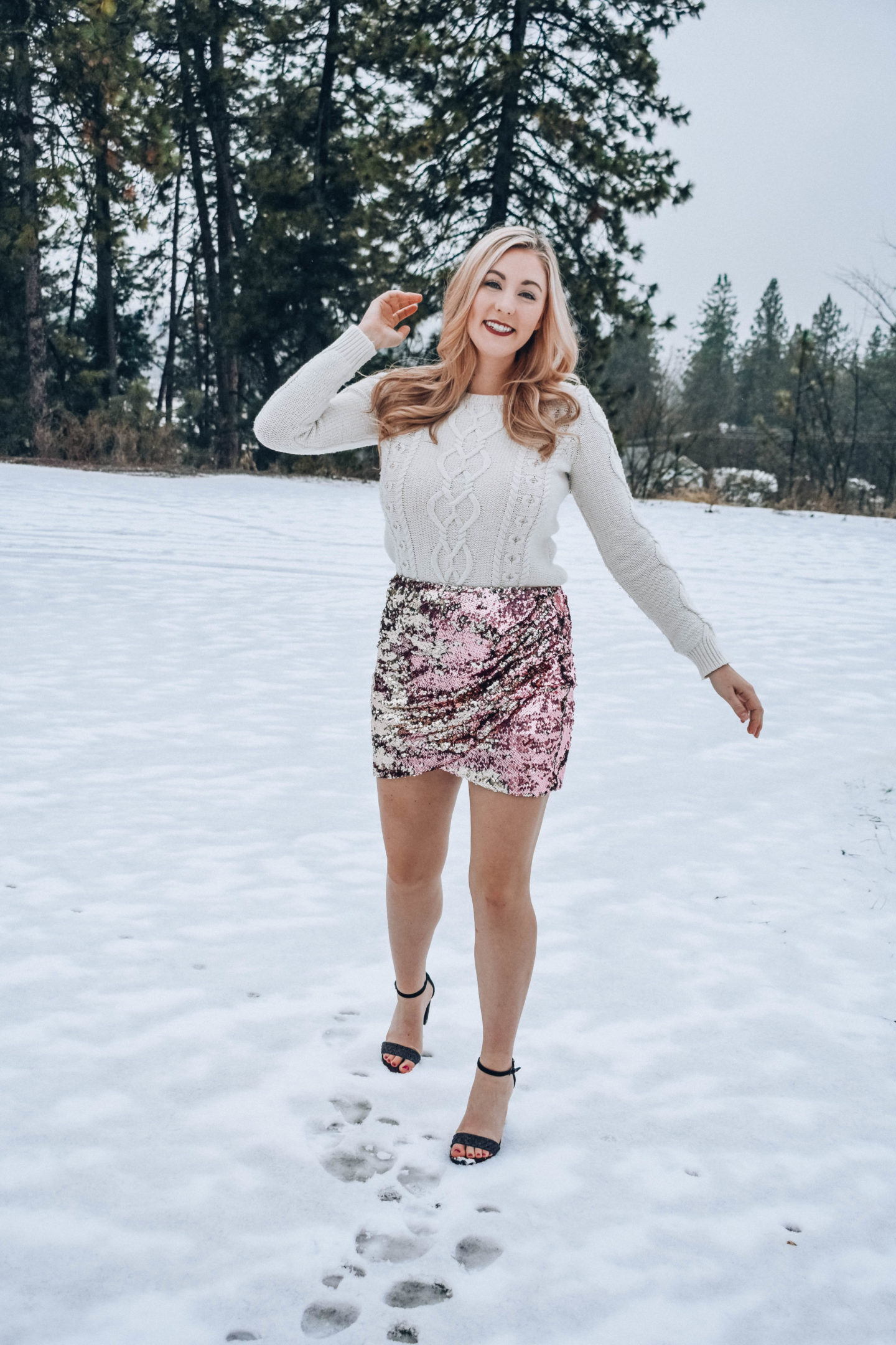 Sequin Skirt and Sweater Outfit!