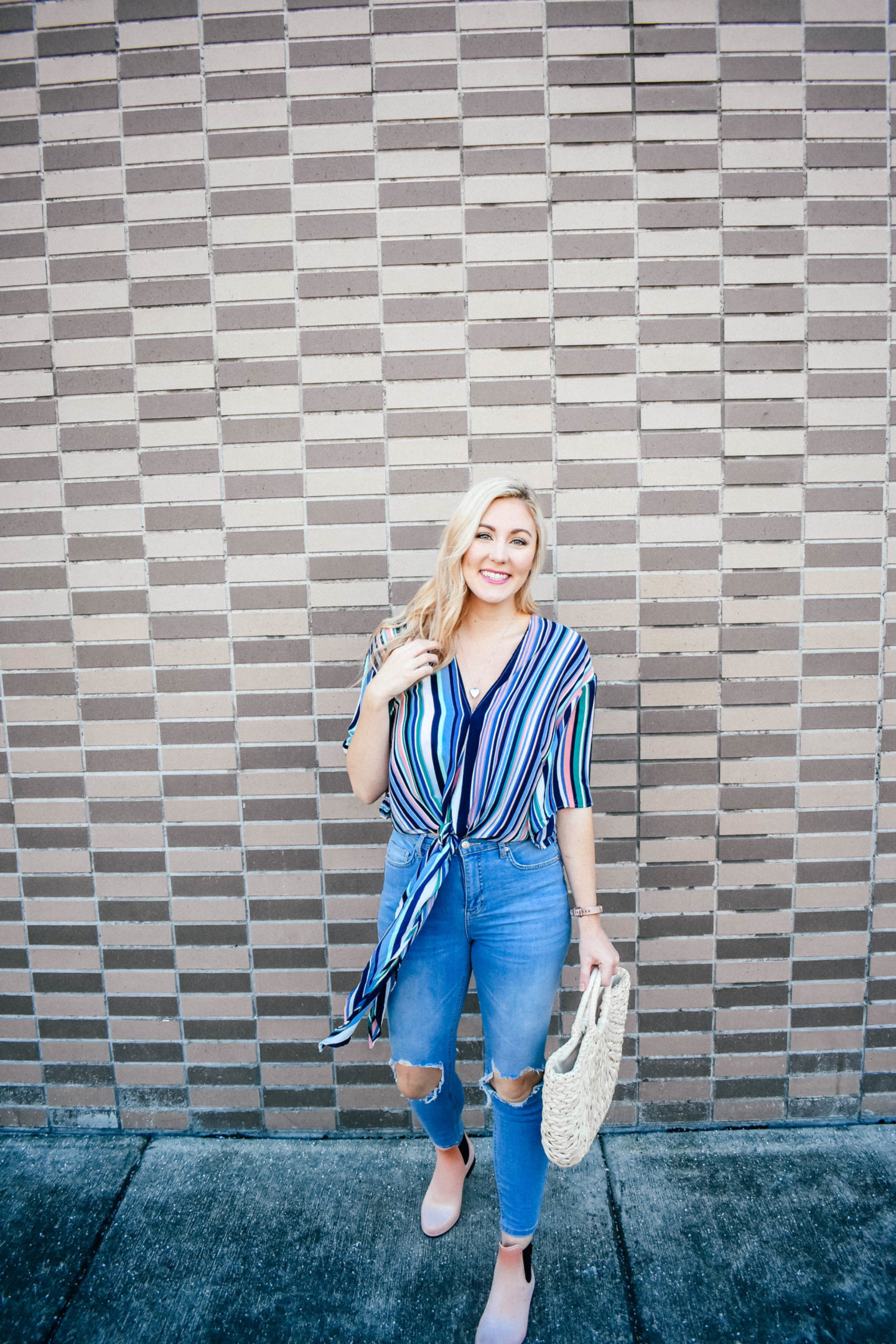 Stripes and Pink Rainboots!