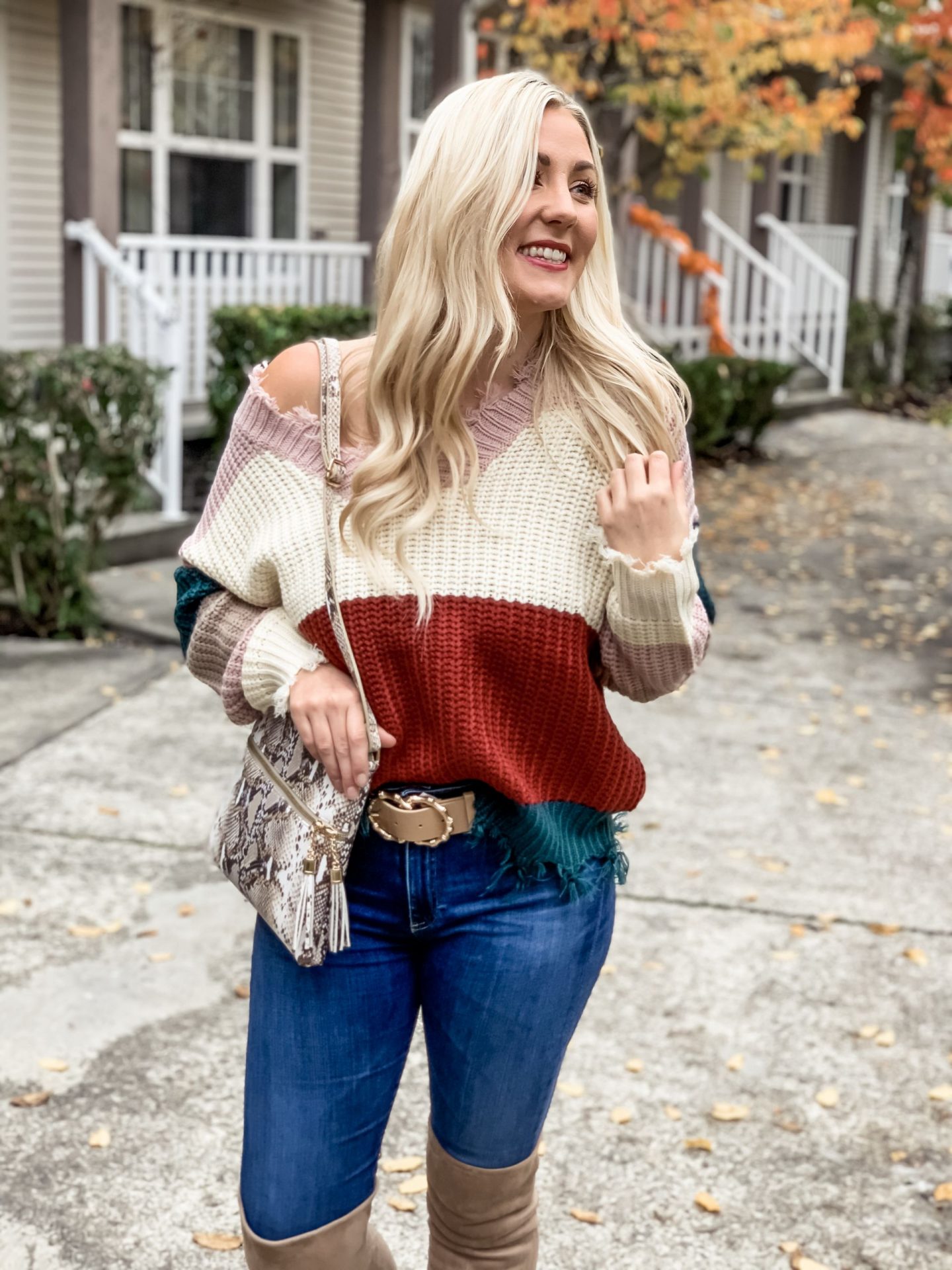 Flash Sale - Color Block Sweater with Distressed Hem